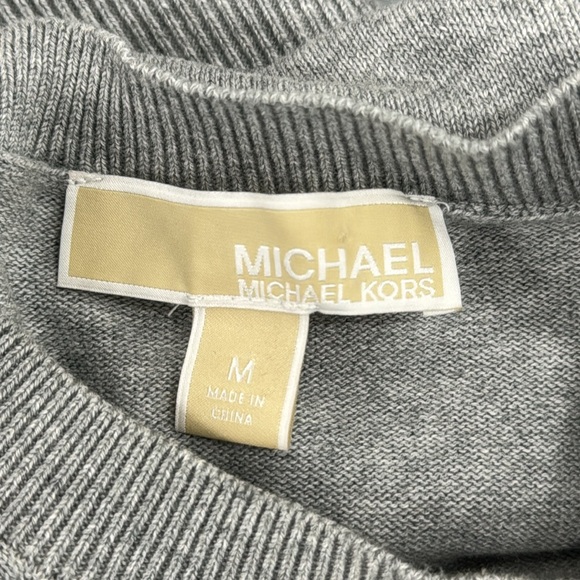 Michael Kors Cotton Blend Gray Sweater with Hardware Detailing - Medium - Picture 11 of 13